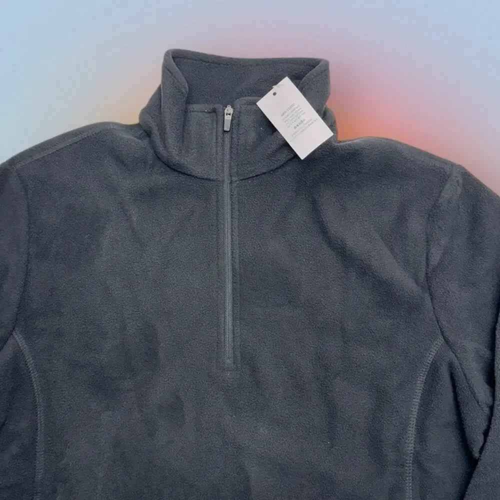 LANDS END Gray Fleece Pullover Jacket YOUTH MEDIUM (10-12)